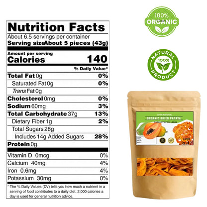Organic Dried Papaya Fruit - 100% Natural Pure Premium Quality!