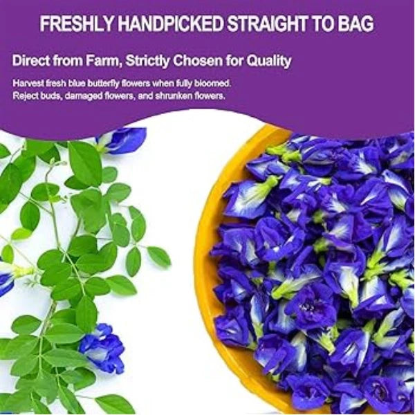 Organic Blue Butterfly Pea Flowers Harbal Tea -100% Natural Pure Premium Quality