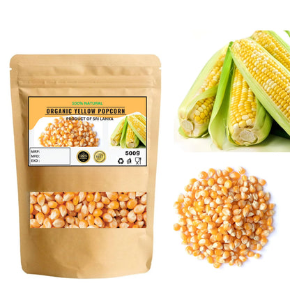 Organic Yellow Popcorn – Non-GMO, Whole, Vegan - 100% Natural Premium Quality!